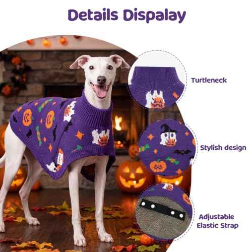 Dog Halloween Sweater Cloak (Medium(Back Length 12") / Halloween Purple)