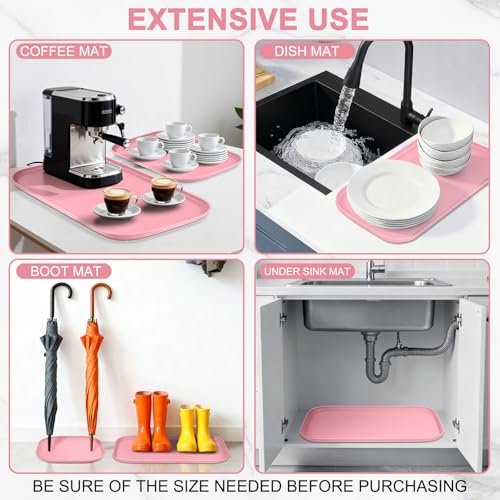 Waterproof Silicone Pet Food Mat with Raised Edge for Dog & Cat (Sakura Pink / 24"L x 16"W)