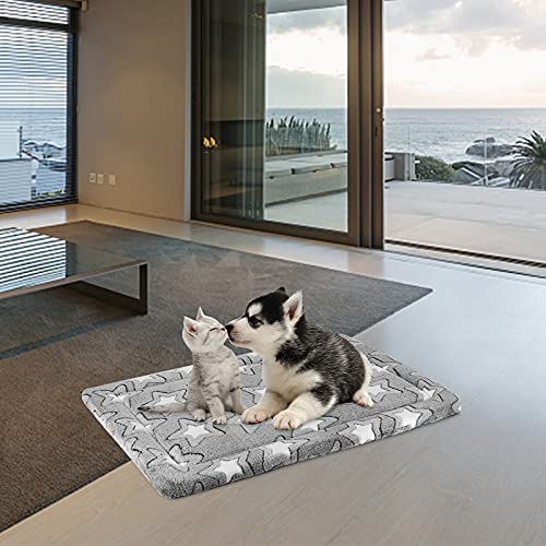 Dog Crate Pad for 24"x18" Dog Crate (Grey with Star Pattern / S (24"x16.1"x1.1"）)
