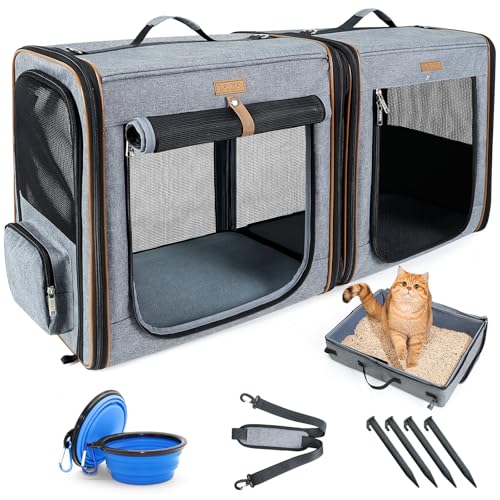 Large Cat Carrier for 2 Cats (Grey)