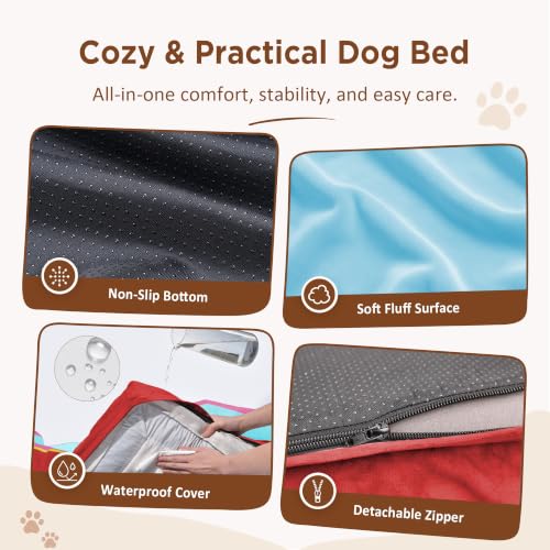 Orthopedic Dog Beds for Large Sized Dog with Bolster (36.0"L x 27.0"W x 8.0"Th / Miami)