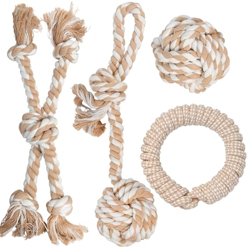 Dog Rope Toys for Aggressive Chewers (4 Style Set)