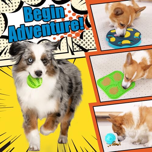 9 Pack Dog Enrichment Toy Set with Puzzle Toy & Lick Mats (All-Around Dog Puzzle Toys)
