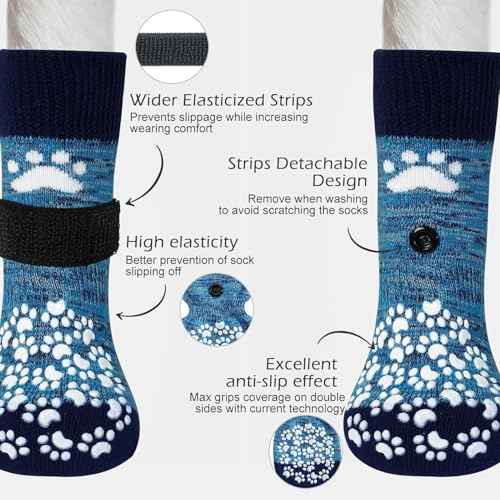 Anti Slip Dog Socks (X-large (6 Count) / Blue)