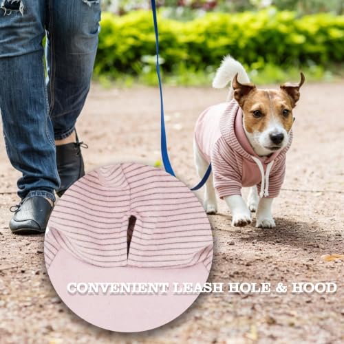 Fleece Dog Hoodie with Leash Hole Dog Clothes for Small to Large Dogs (Pink / X-Large)