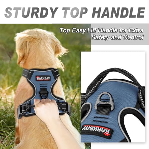 Dog Harness No Pull for Large Dogs Front Back Clips (Large(Chest:24.5-32.5") / Navy)