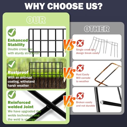 29.28Ft(L) X 13Inch(H) Animal Barrier Fence, 21 Pack No Dig Fence Panels, Black Modern Steel Garden Fence Border (21 Pack,29.28Ft)