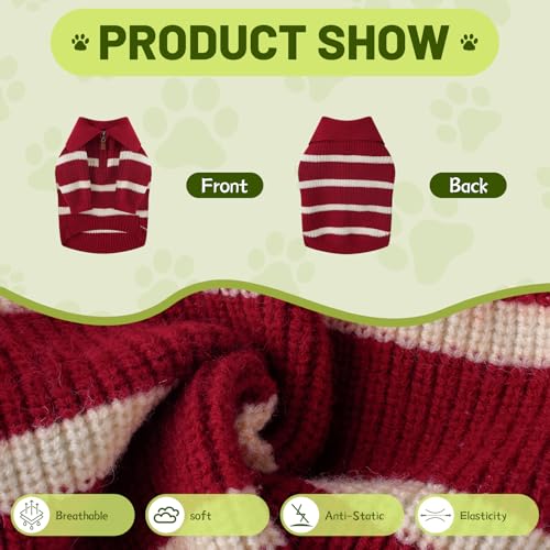 Small Dog Sweater with Zipper (Red Stripe Zip(Order One Size Up) / Large)