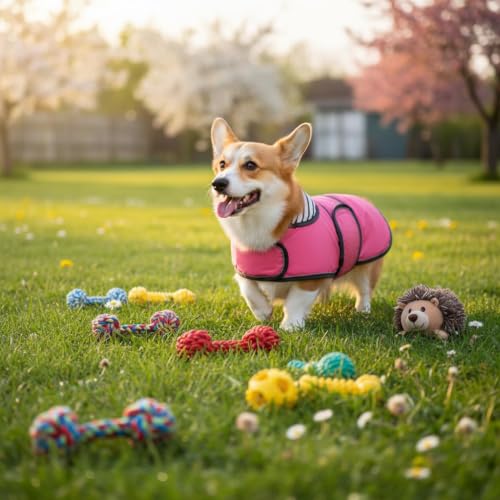 Dog Raincoat Corgi rain Coat pet Waterproof Jacket fit for Corgi Weiner Wide Body Long Back Breeds with Reflective Stripe Great Coverage Pink XS (X-Small / Pink)
