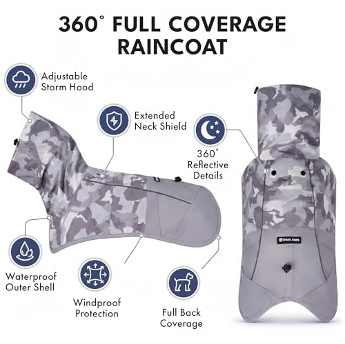 Dog Raincoat Waterproof Rain Jacket w (Camo Grey / 3XL)
