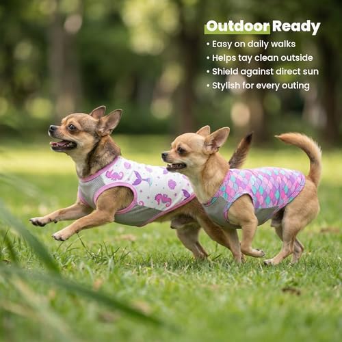 2 Pack Mermaid & Scale UPF 50+ UV Sun Protection Dog Shirt (Large / Mermaid & Scale)