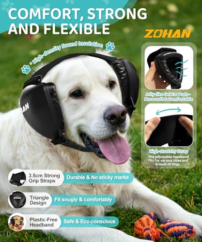 DG02 Dog Ear Muffs Noise Protection (Black-large-gel Earpads)