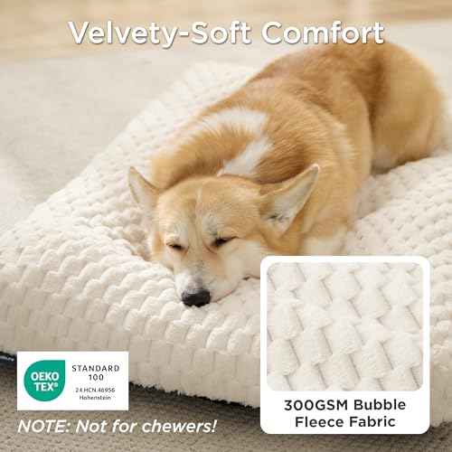 Small Washable Dog Bed for Crate (Beige / 23x17x3)