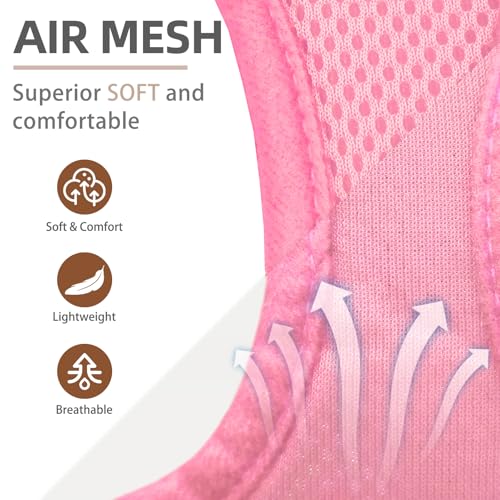 Dog Harness Collar and Leash Set No Pull for Small Medium Sized (Solid LightPink / M (CHEST 16"-18"))