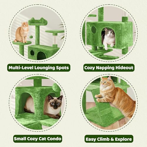 62in Cat Tree Tower (Green / 62in)