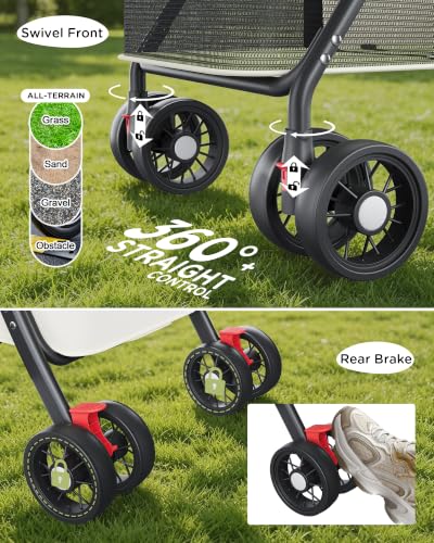 Foldable Pet Stroller for Small Dogs & Cats up to 33 lbs (Lime Green)