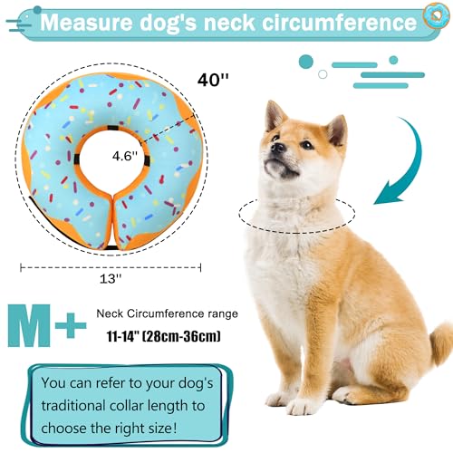 Recovery Donut Collar for Dogs & Cat (Blue / M+（neck 11"-14"）)
