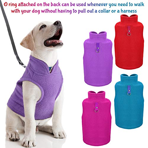 4 Pcs Stretch Fleece Dog Sweater (Purple, Blue, Rose, Red / XL)