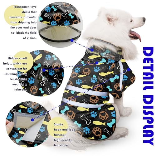 Dog Raincoats (Paw Black / Large)
