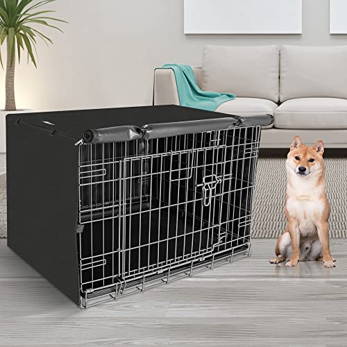 Dog Crate Cover for 42" Large Wire Dogs Cage (Black / 42 Inch)