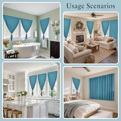 100% Blackout French Door Curtain (24"W x 72"L (Pack of 1) / Stone Blue)