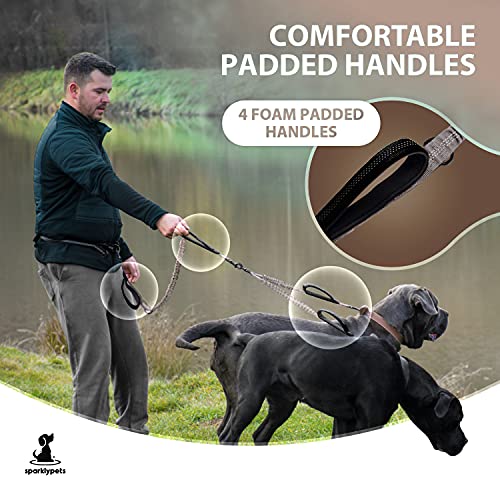 Hands Free Dual Dog Leash (Brown / 2 dogs M/L)