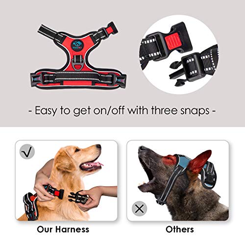 No Pull Dog Harness Medium Reflective Front Clip Vest with Handle (Medium / Red)