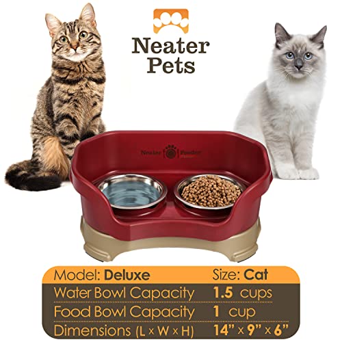 Feeder Deluxe for Cats (Cat with Standard Bowl / Cranberry)