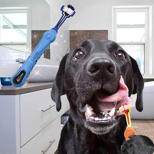 8 Pcs 3 Sided Pet Toothbrush Dog Cat Mouth Dental Teeth Care (Multicolor-8)