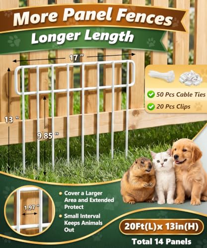 14 Panels 20Ft (20 ft(L) X 13 in(H), 14 Pack / White)