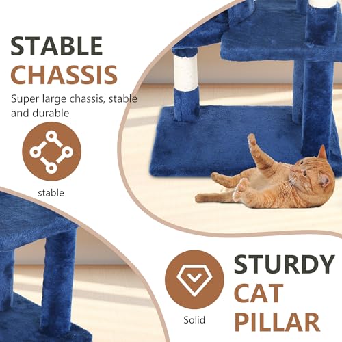 36" Cat Tree Tower (Navy Blue)