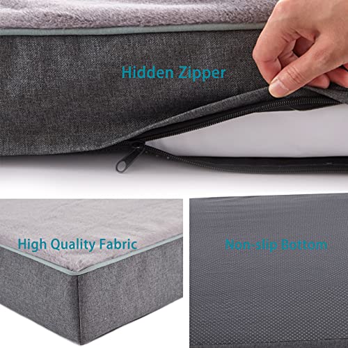 Orthopedic Memory Foam Dog Bed (Purple Grey / Large-35"x 22" x 3")