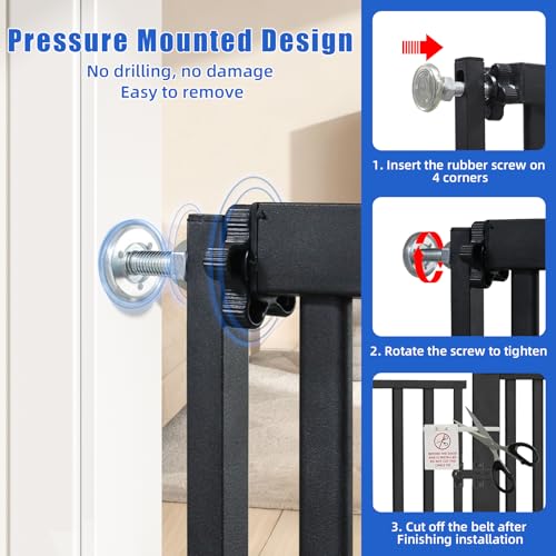 55 Inch Extra Tall Pet Gate for Cats (Black / 55" tall,29.92" - 43")