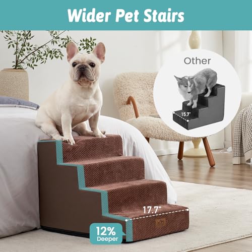 Dog Stairs for Small Dogs (Brown / 17.7x23.6x17.7 inch)