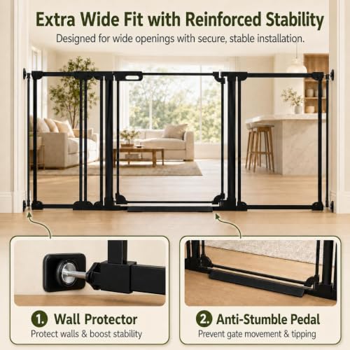 Clear Acrylic Baby Gate 48.42 (Black / 48.42-57.08"W)