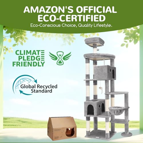 Giant Cat Tree for Indoor Large Cats (83inch / Ligth Grey)