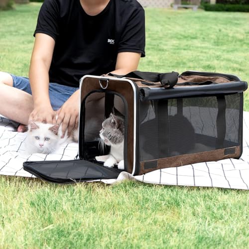 Pet Carrier for Large Cat Soft (Mocha Brown / 18.1"L x 11.8"W x 11.8"H)