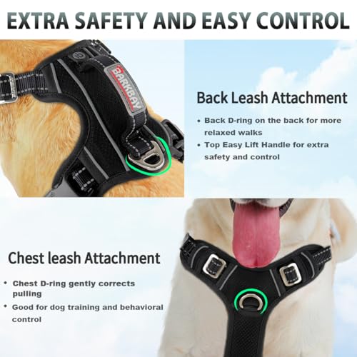 Dog Harness for Small Sized Dog No Pull Dog Vest ID Tag Pocket (New Black / Small)