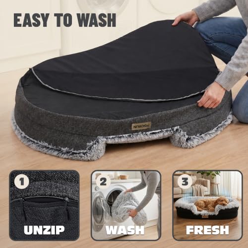 Fluffy Orthopedic Dog Beds Large Sized Dog (Charcoal Gray / M(36", UP to 50lbs))