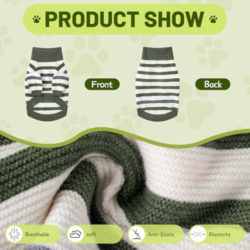 Small Dog Sweater (Green Stripe Pullover(Order One Size Up) / Large)