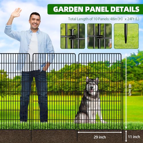 10 Panels Garden Fencing Animal Barrier with Lock (48in(H))