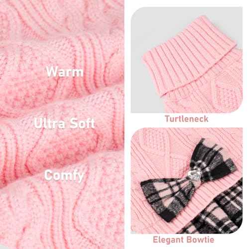 Dog Sweater Dress for Medium Large Dogs Turtleneck Thick Knit (XX-Large (40-70lbs) / 02# Pink)