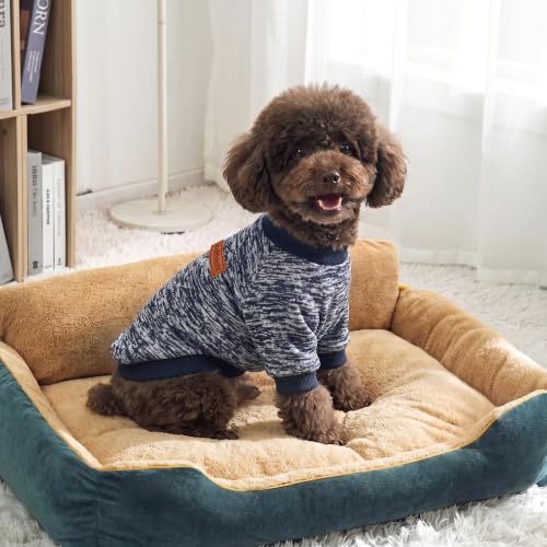 1 Pack Dog Sweater for Small Dogs Girl Boy Winter Fleece Clothes Warm Soft Dog Sweatshirt Outfit for Dogs Cats Pet Apparel (Navy Blue / XXS (Back: 7.8", Chest: 11.8", 2.2-3.5 lbs))