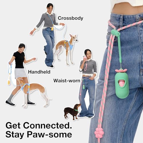 Crossbody Hands Free Dog Leash (Strawberry Red)