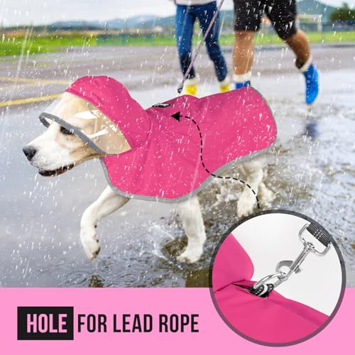 Dog Raincoat Waterproof Rain Jacket (Fuchsia / Large)