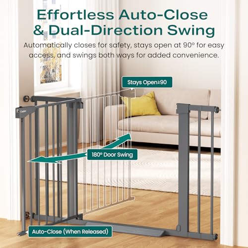 30 46" Baby Gate for Stairs (Cool Gray / 30"-46" W x 30.5" H)