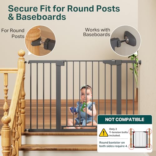 30 48 in Baby Gate for Stairs (Cool Gray / 30-48"W x 30.5"H)
