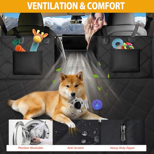 Hard Bottom Dog Car Seat Cover for Back Seat (L - For Cars/ Mid-Size SUV/ Small Truck / Black)