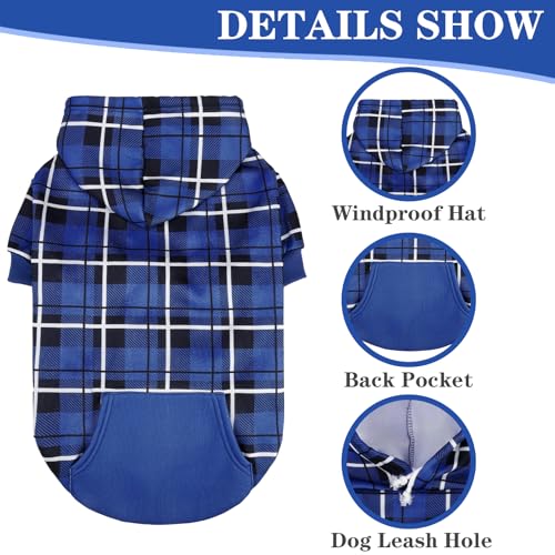 Plaid Dog Hoodie (S-Medium / Navy Blue)