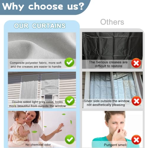 Linen 100% Blackout Curtain (Light Grey / 118"W x 57"L (Pack of 1))